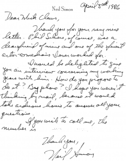 Neil Simon letter