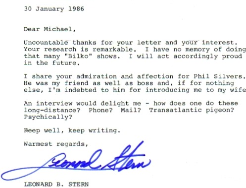 Leonard Stern letter